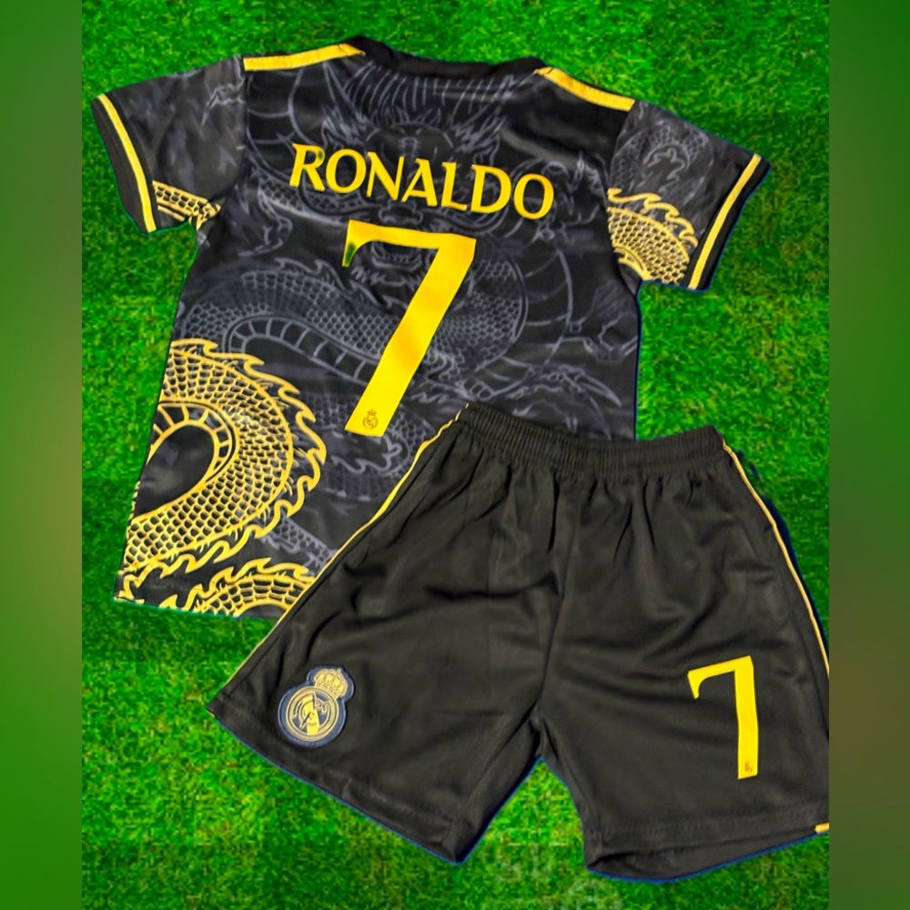 Adults Ronaldo Black Dragon RM Soccer set with shorts - New with tags